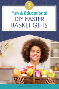 graphic of little boy holding easter basket 