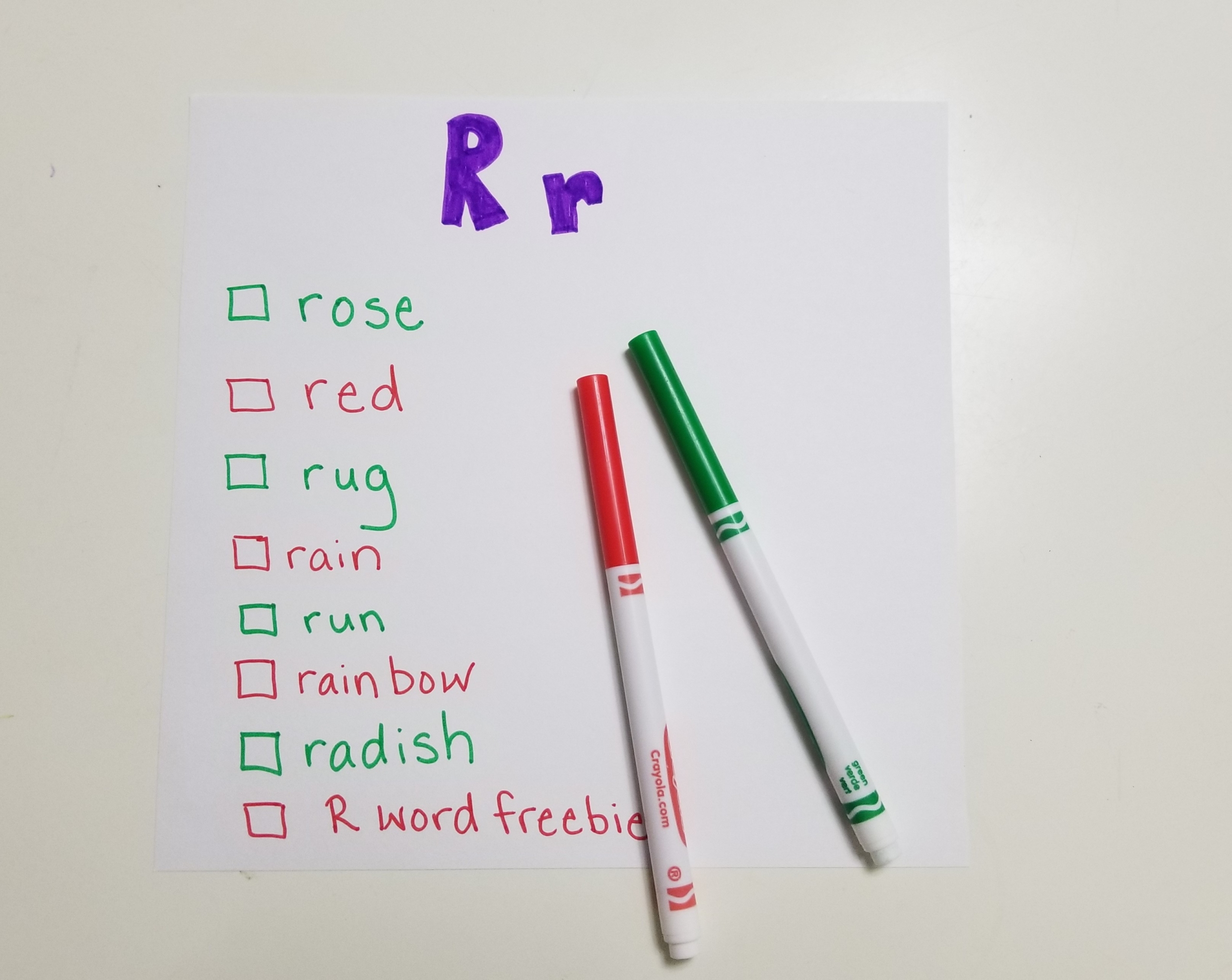 list of words starting with letter R