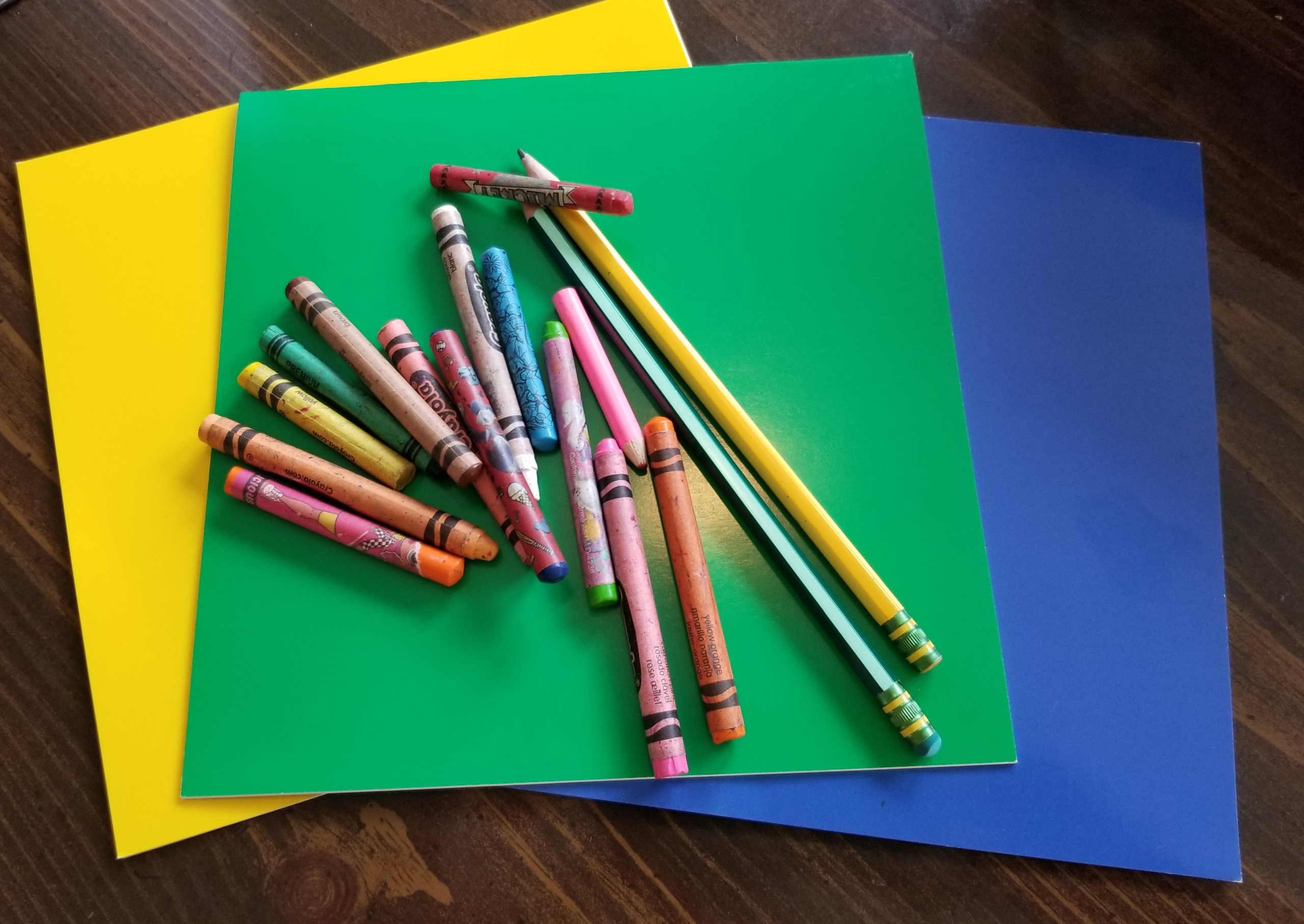 construction paper and crayons