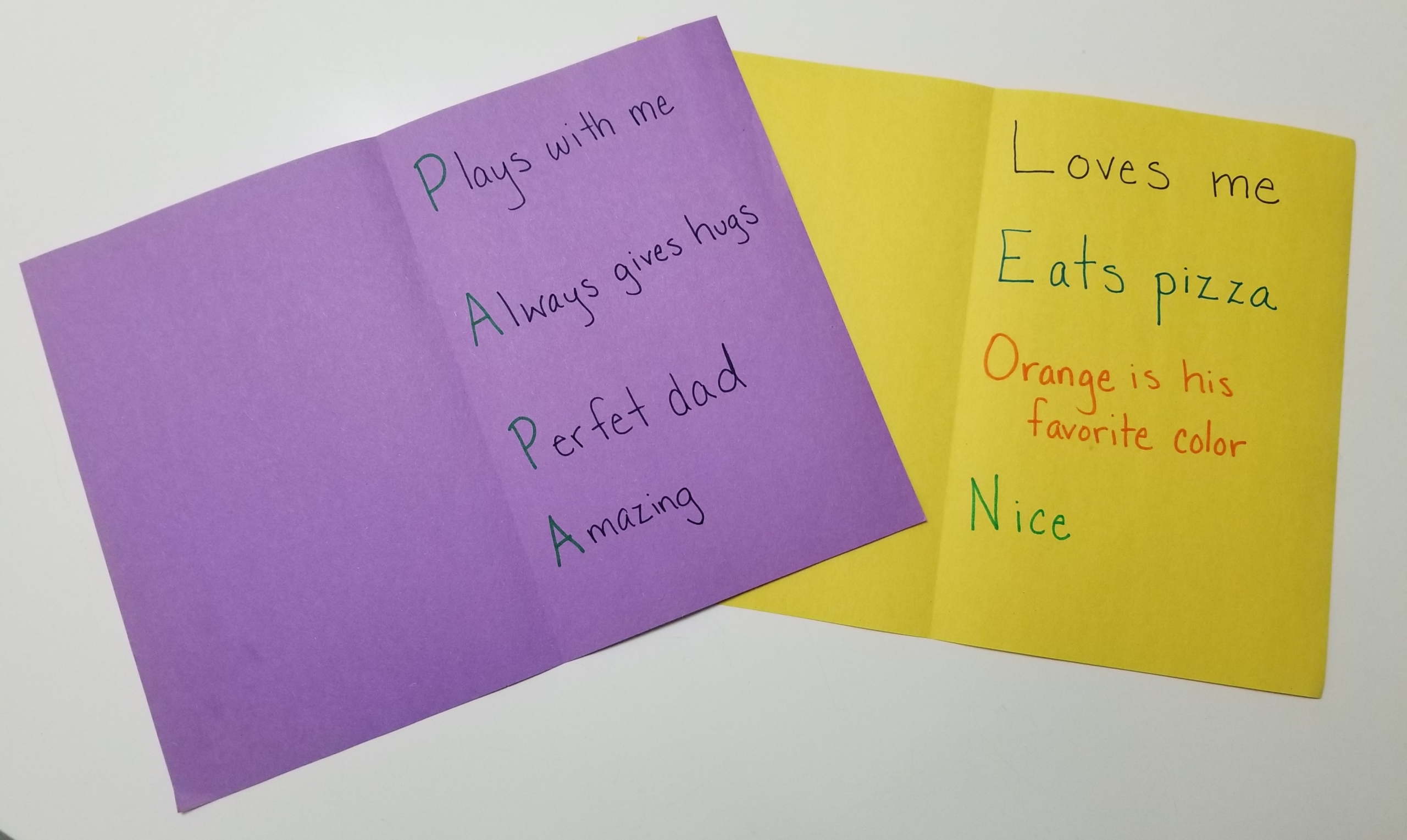 purple and yellow Father's Day cards