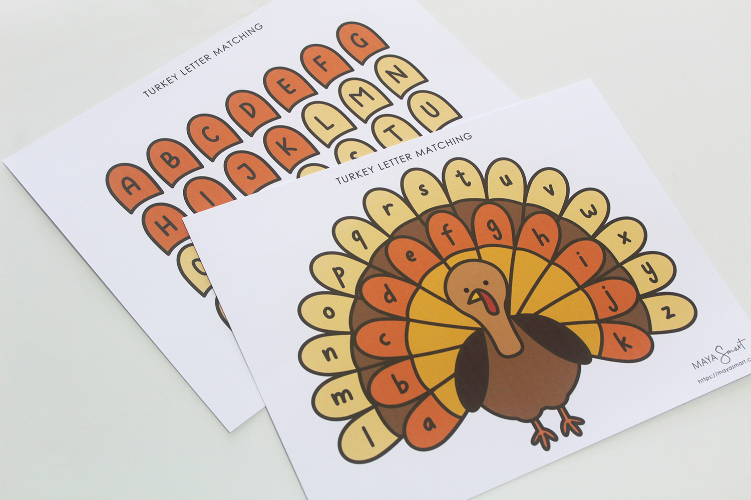 Turkey letter matching printable