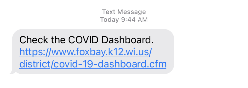 COVID dashboard text message